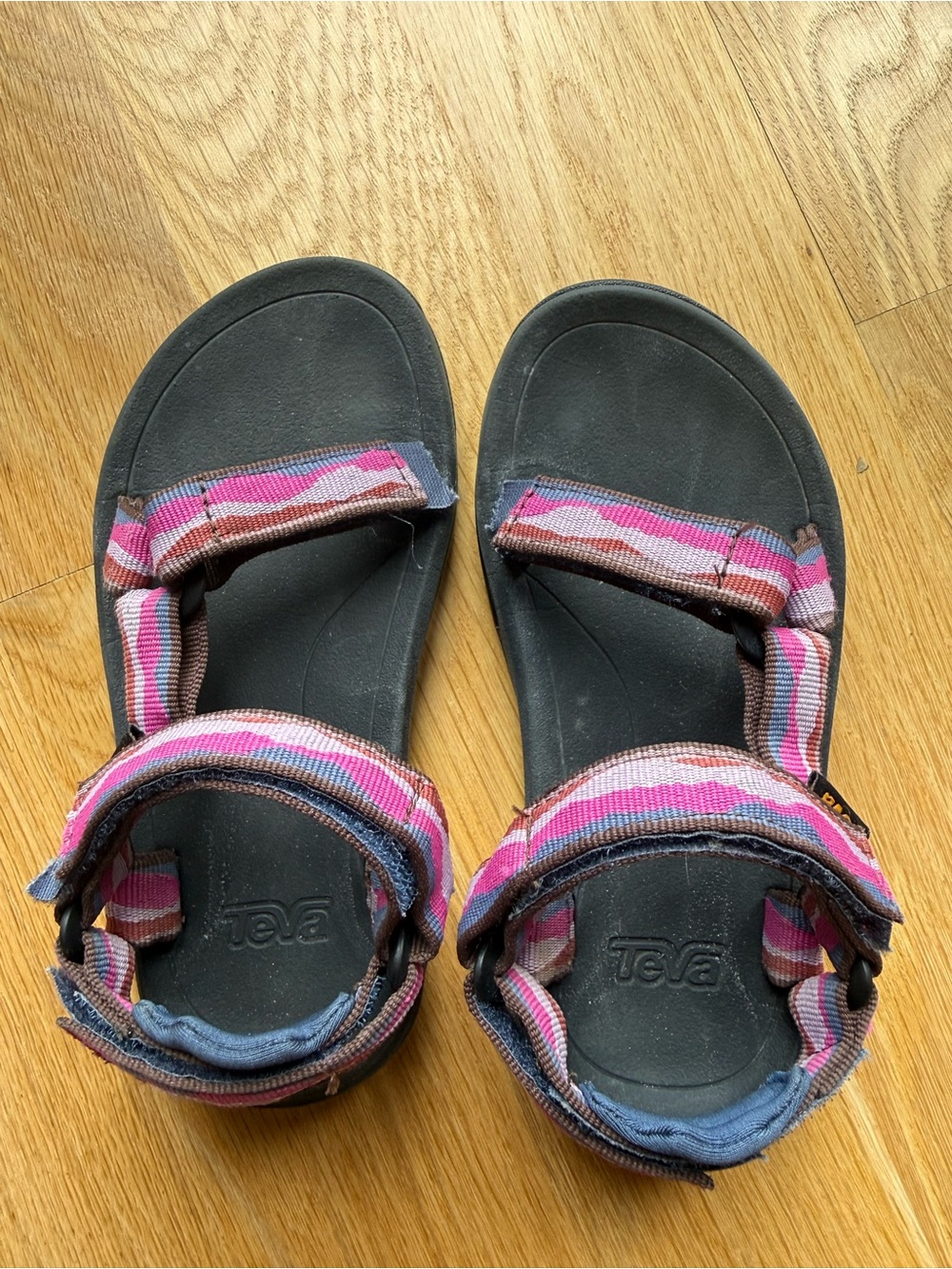 Teva Kids Pink Brown Blue Striped Sport Sandals, size 12